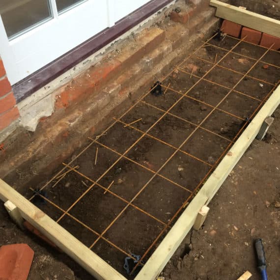 concrete shuttering ready to create doorstep