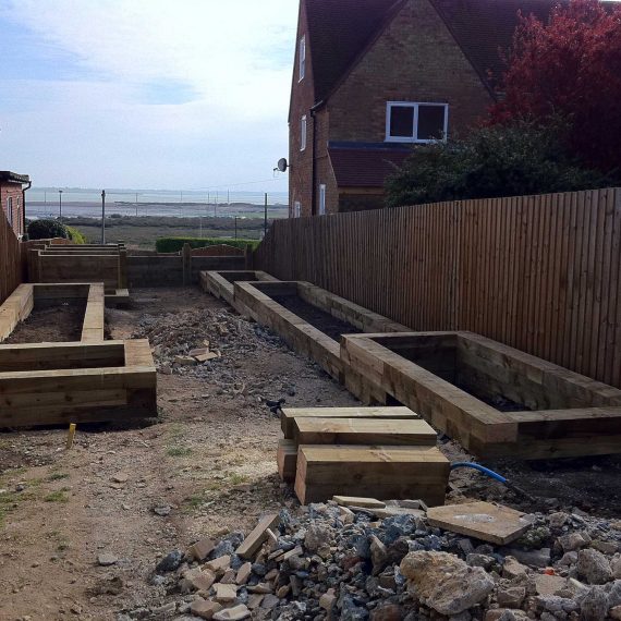 raised beds under construction