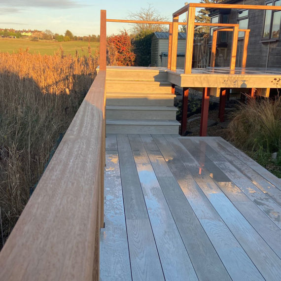 composite decking leading to steps and verandah