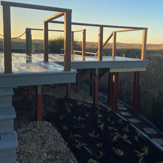 high deck with steel supports