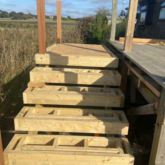timber framework for outside stairs